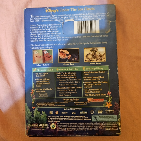 THE LITTLE MERMAID DVD, Walt Disney movie - Picture 2 of 3
